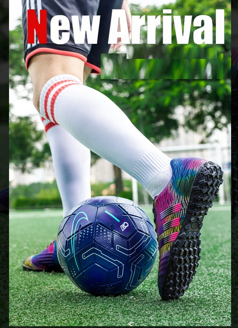 Classic Football Shoes Kids Turf Training High Ankle Sports Soccer Laces Rubber Sole Futsal Boots