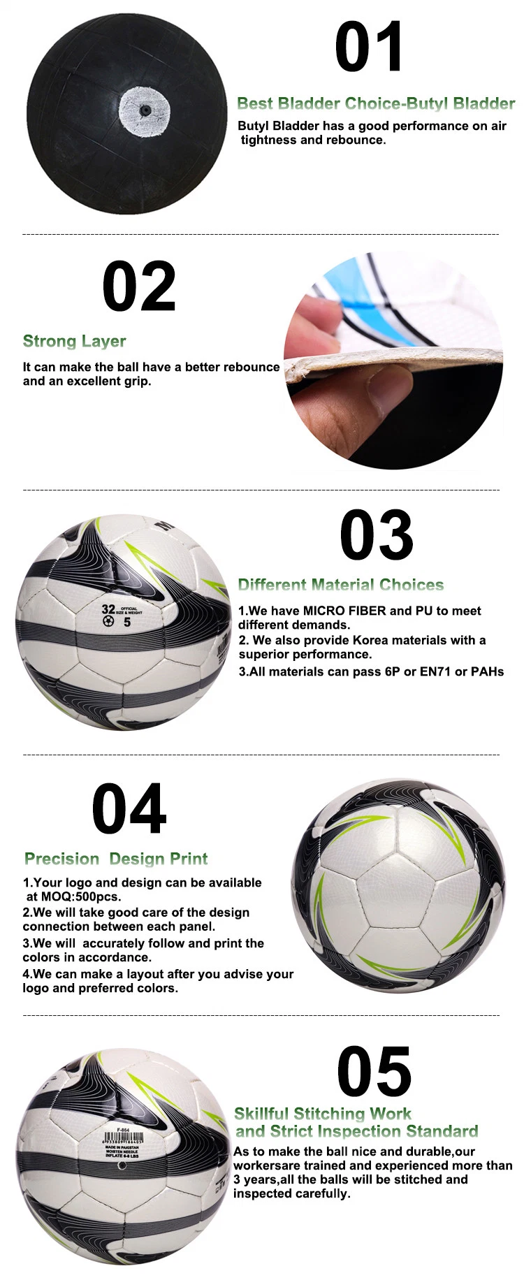 Texture PU Leather Hand Sewing Pakistan Soccer Ball