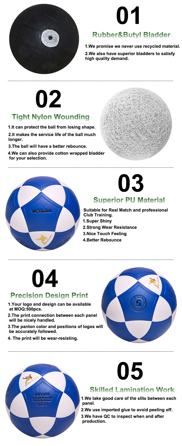Nice Looking Blue Composite Leather Soccer Ball