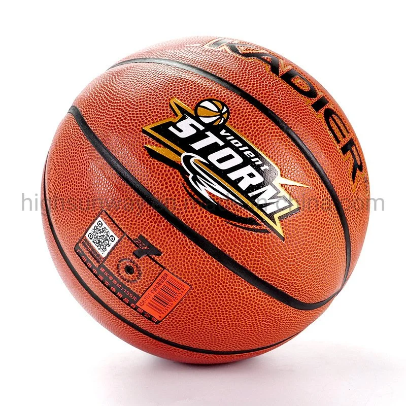 Official Size Laminated Durable Rubber PU/PVC Indoor/Outdoor Leather Basketball in Orange Color