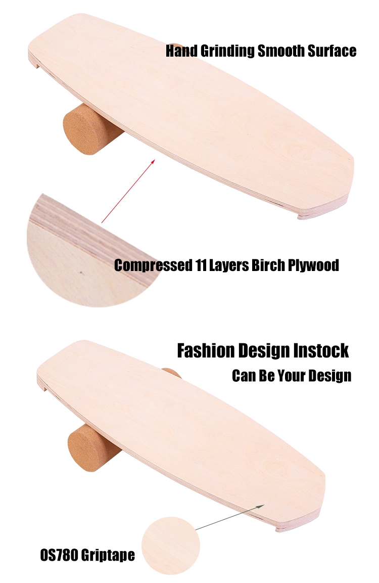 Birth Plywood Wooden Balance Board with Cork Roller for Yoga Juggle Soccer Hockey Skateboarding Leg Exercises Surfing