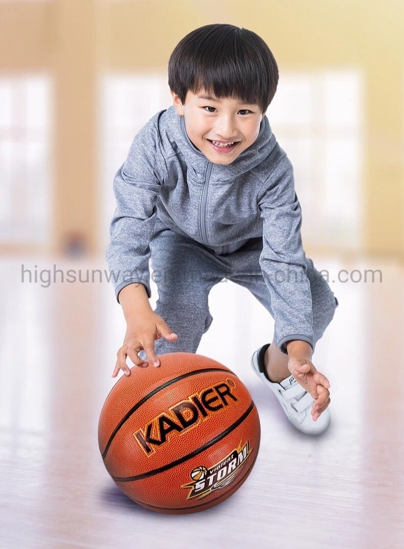 Official Size Laminated Durable Rubber PU/PVC Indoor/Outdoor Leather Basketball in Orange Color