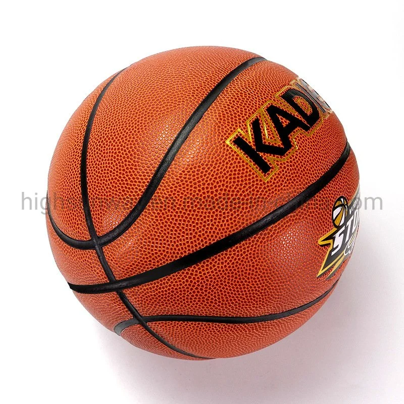 Official Size Laminated Durable Rubber PU/PVC Indoor/Outdoor Leather Basketball in Orange Color