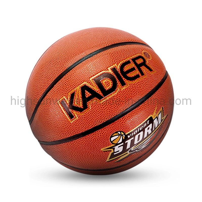 Official Size Laminated Durable Rubber PU/PVC Indoor/Outdoor Leather Basketball in Orange Color