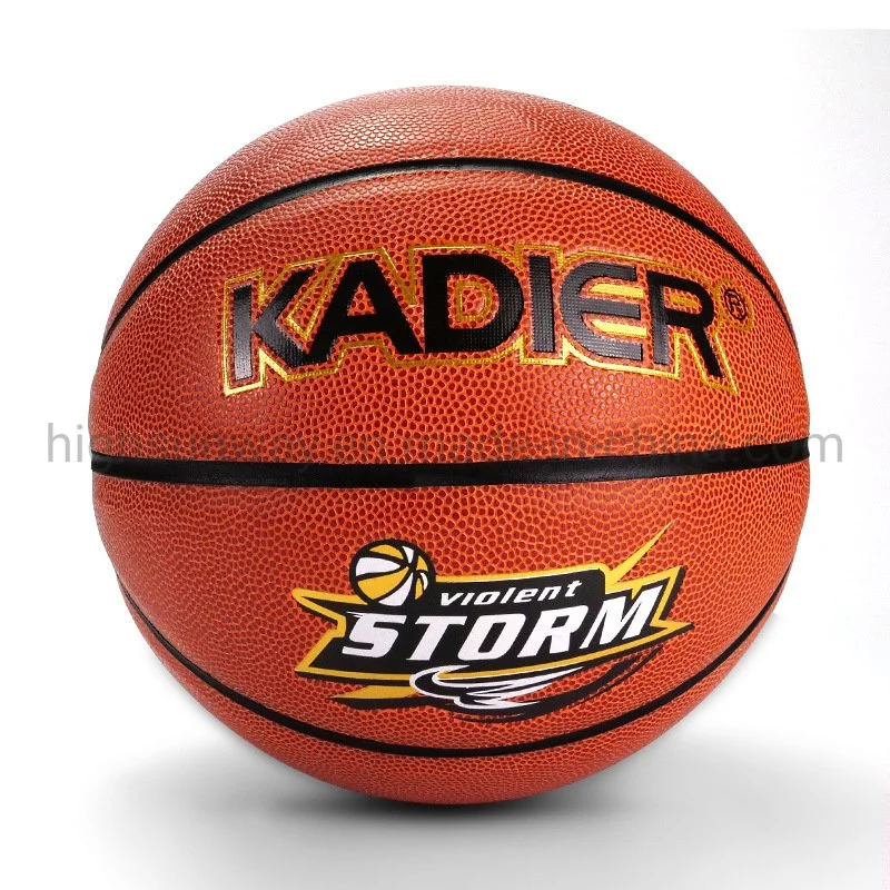 Official Size Laminated Durable Rubber PU/PVC Indoor/Outdoor Leather Basketball in Orange Color