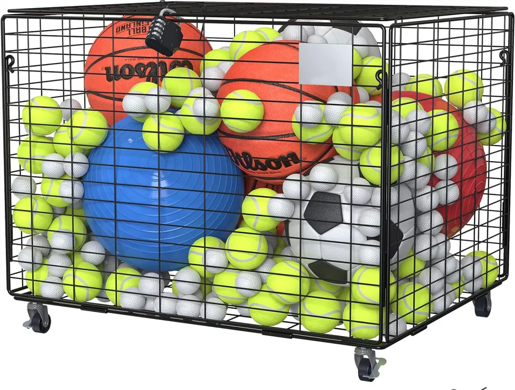 Metal Mesh Cart Gym Organizer Basketball Rack Ball Storage Holders Racks Storage Ball or Others for Non-Folding Rack