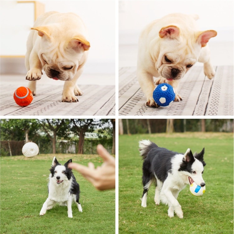 Squeaky Dog Ball, Latex Rubber Dog Squeak Toys, 2.7&prime;&prime; Soft Bouncy Fetch Balls for Medium Small Pets Interactive Play