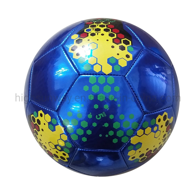 Metal and Laser Leather Machine-Stitched Football /Soccer Ball Custom Logo OEM Waterproof