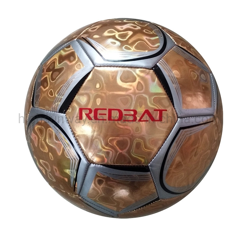 Metal and Laser Leather Machine-Stitched Football /Soccer Ball Custom Logo OEM Waterproof