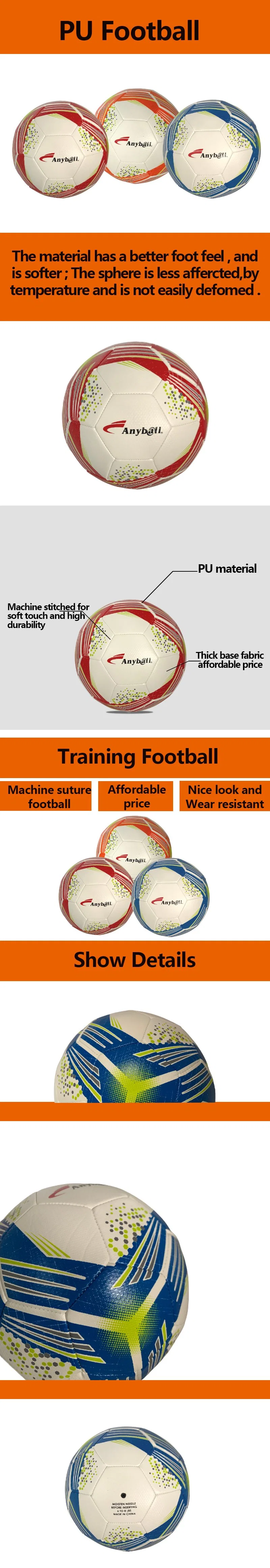 Training Quality Official Size PU Soccer Ball with Customized Logo Printed Football