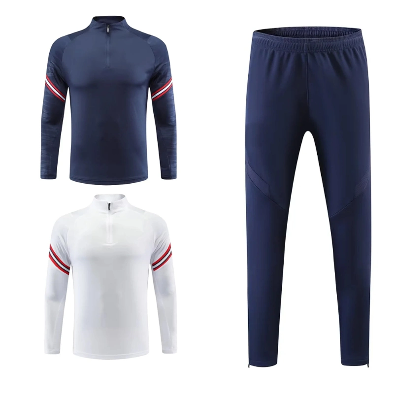 Low MOQ Custom Logo Polyester Zip Unisex Football Tracksuit Elasticated Jogger Mens Tracksuit