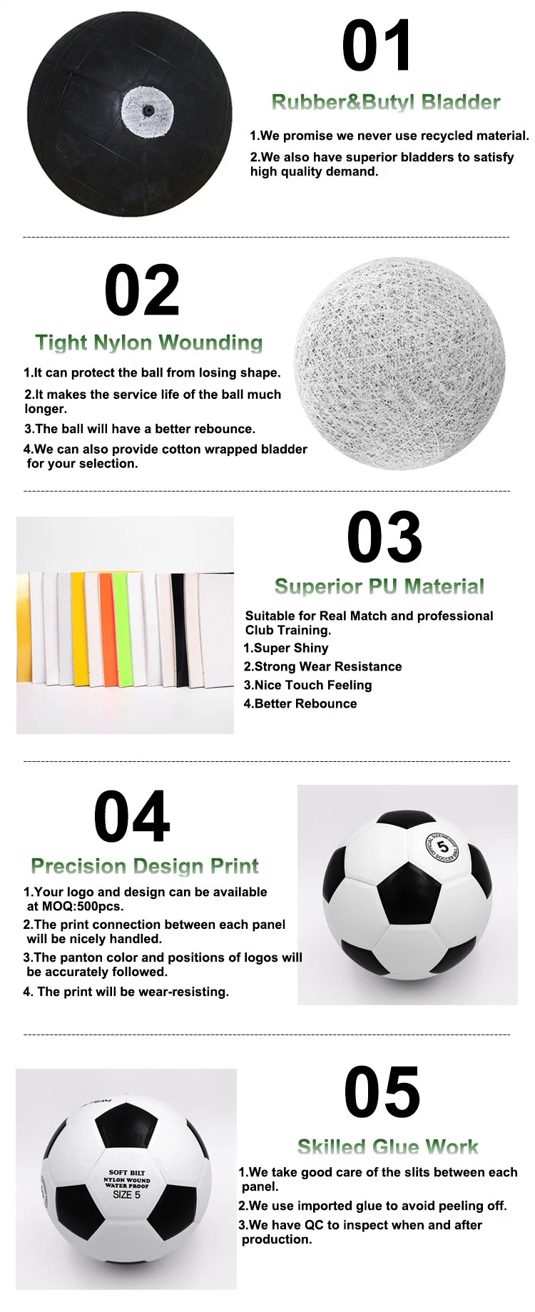 Official Size Lamination PU Cover Drill Soccer Ball