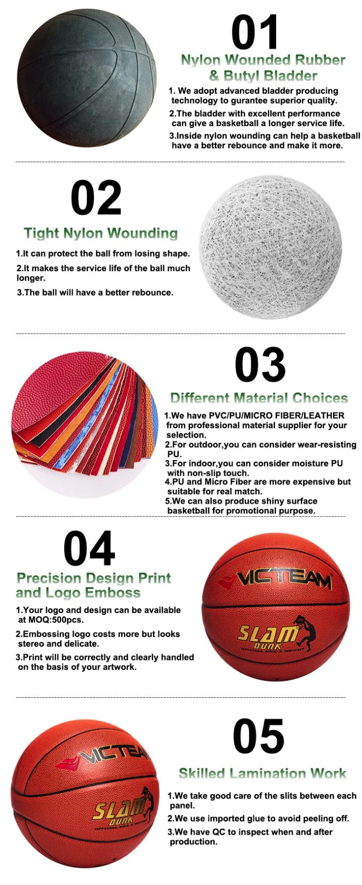 Superior Quality PU Standard Size Weight Basketball