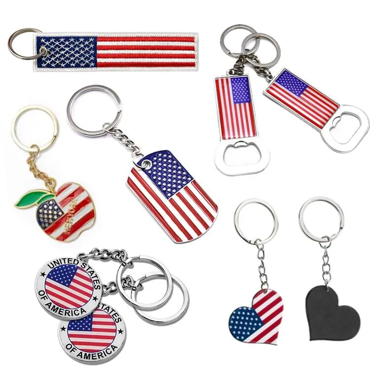 5% off Customized Red Yellow and Text Wrapping Promotional Metal Keychain Keyring From China with Personal Logo