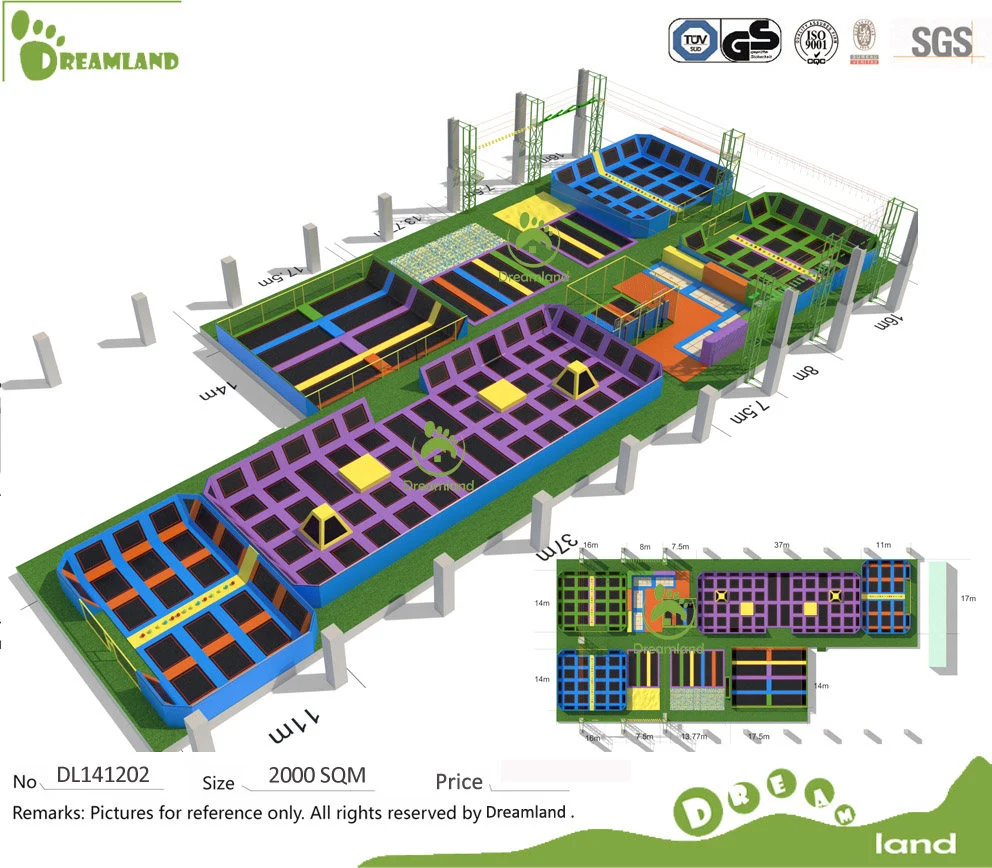 Dreamland Rectangular Indoor Trampolines with Foam Pit and Climbing Wall, Custom Design Kids Indoor Trampolines