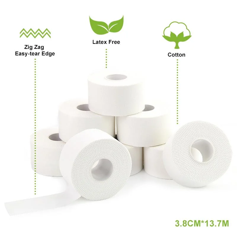 HD394 OEM Custom White Cut Edges / Zigzag Edges Zinc Oxide Sports Tape / Athletic Tape Roll for Sports Safety