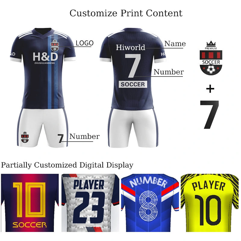Hiworld Men&prime;s Football Uniform Set Adult Sports Training Team Uniform High Quality Football Clothing Personalized Customization