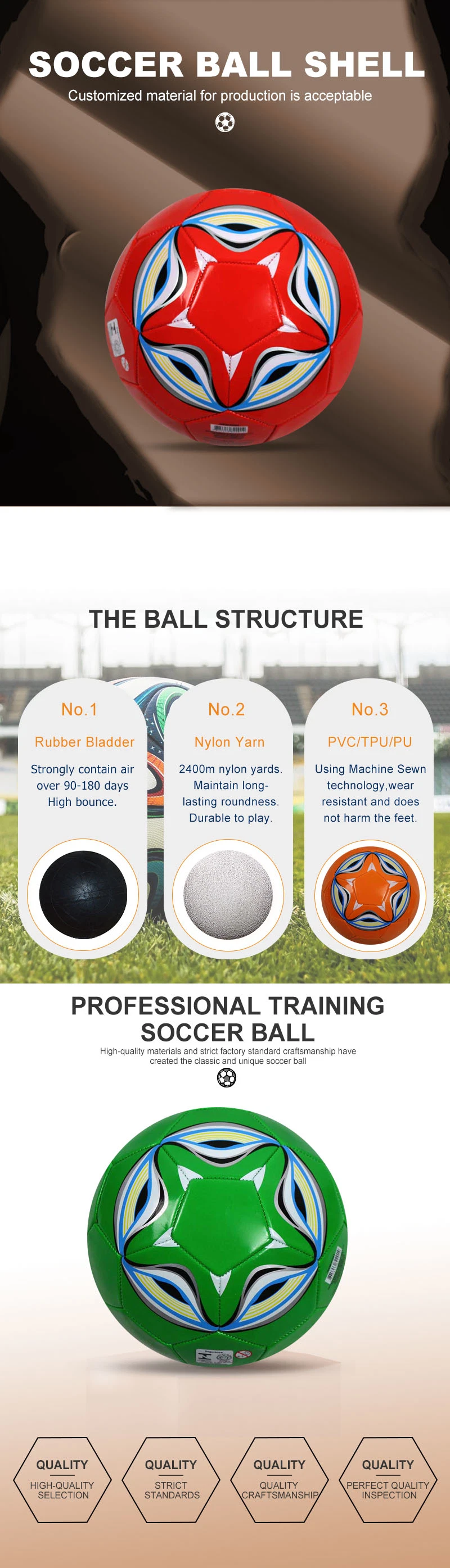 Size 5 Football PVC Leather Machine Stitched Soccer Ball