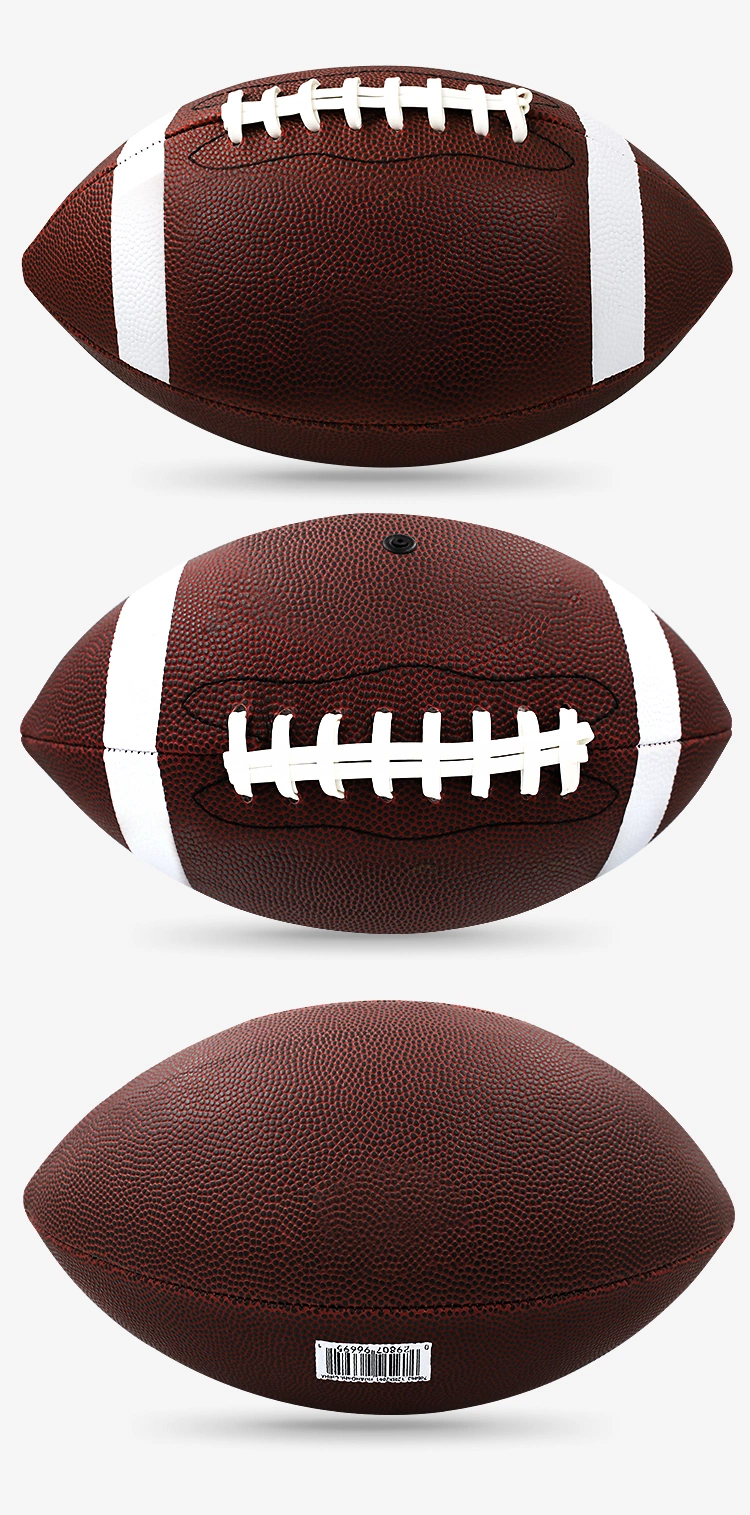 Customized Logo PU Leather American Football Rugby Official Size Football for Training