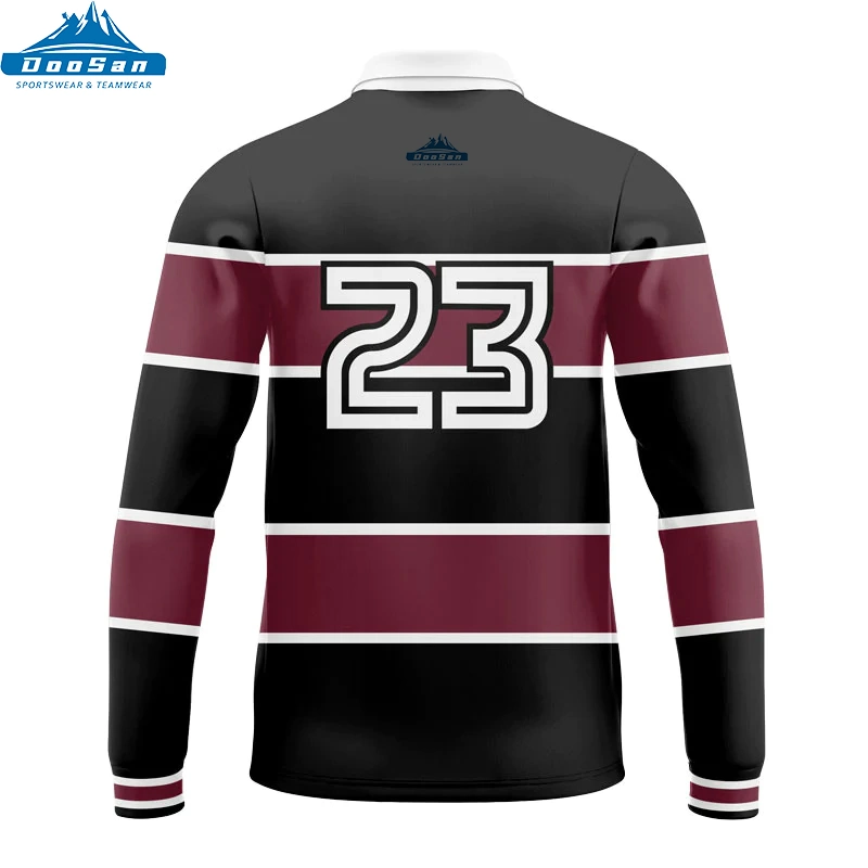 Custom Free Design Sublimation No MOQ High Quality Team Club Polyester Factory Price Long Sleeve Rugby Jersey Polo Shirt