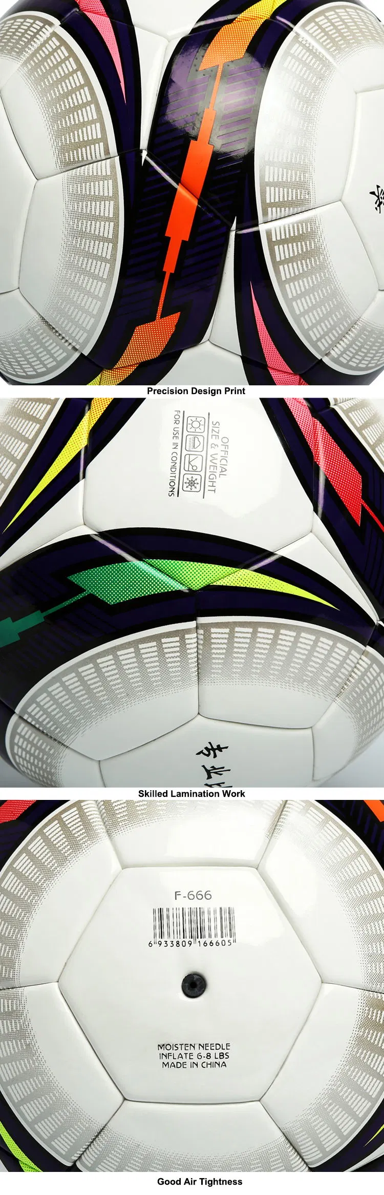 Premium Standard Size Weight Laminated Soccer Ball