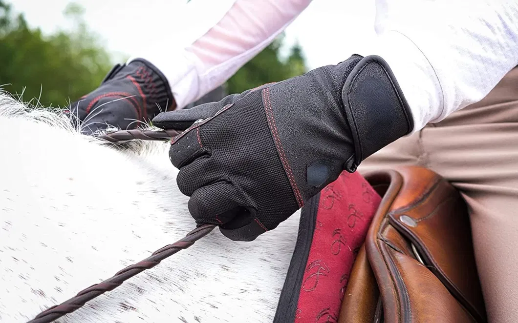 Breathable Mesh Reinforced Thumbs Fingers House Riding Gloves