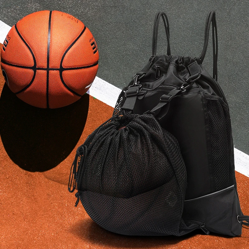 SH2318 polyester women gym ball soccer drawstring backpacks with zipper casual waterproof bag basketball custom sport backpack