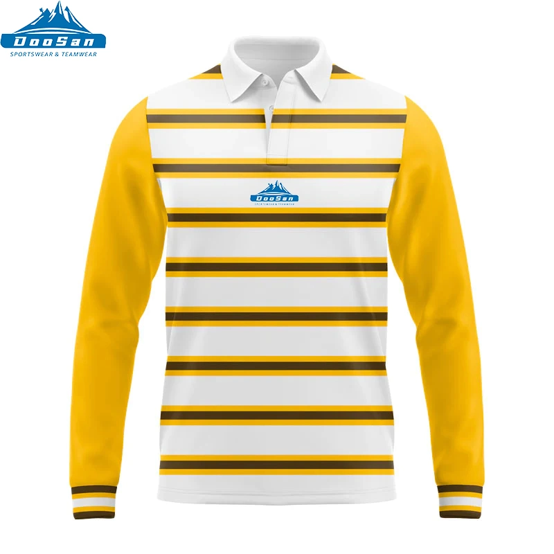 Custom Free Design Sublimation No MOQ High Quality Team Club Polyester Factory Price Long Sleeve Rugby Jersey Polo Shirt