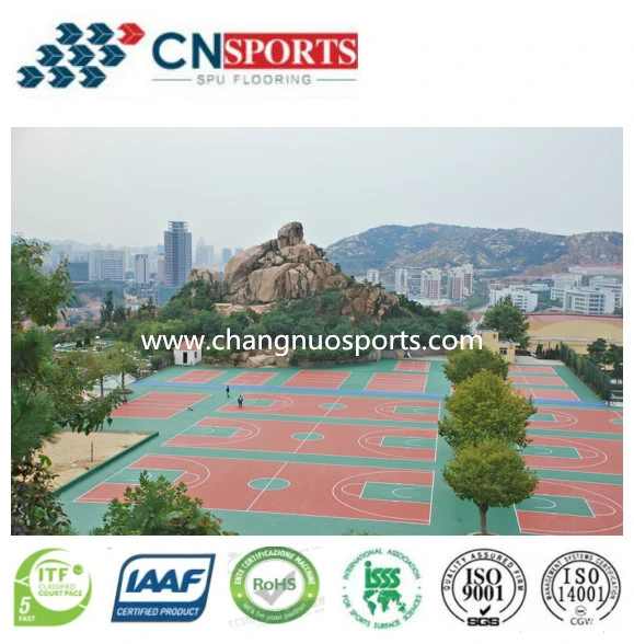Shock Absorption High Sporting Performance Silicon PU Coating Sport Court Rubber Flooring