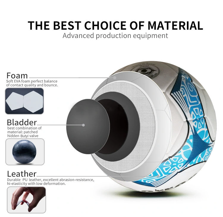 Top Quality PU Leather Custom Team Logo Match Thermal Adhesive Soccer Ball