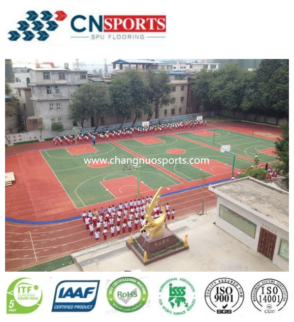 Shock Absorption High Sporting Performance Silicon PU Coating Sport Court Rubber Flooring