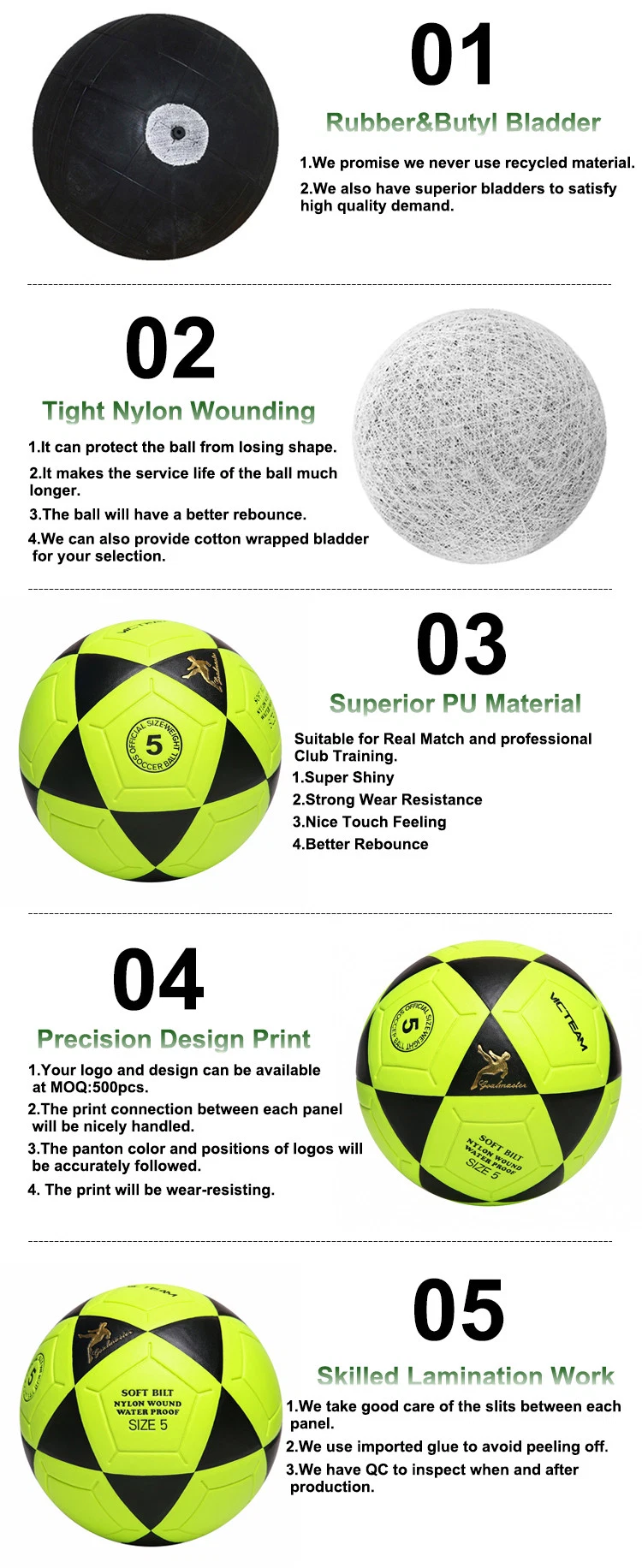 Bright Colored Waterproof Fluorescent Soccer Ball