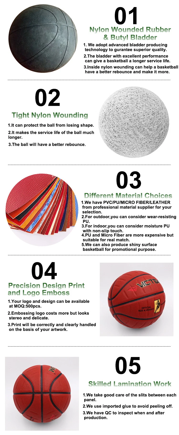 Standard Size Nonslip PU Leather Drill Basketball