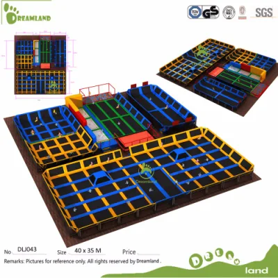 Dreamland Trampolini rettangolari per interni con foam Pit e parete per arrampicata, Trampolini interni personalizzati per bambini
