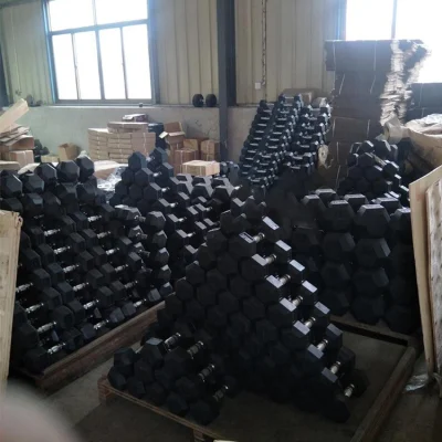 Articoli sportivi Kit di manubri in ferro esagono personalizzabile palestra commerciale Attrezzatura Dumbbell esagonale rivestito in gomma nera