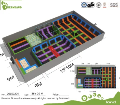 Dreamland Trampolini rettangolari per interni con foam Pit e parete per arrampicata, Trampolini interni personalizzati per bambini