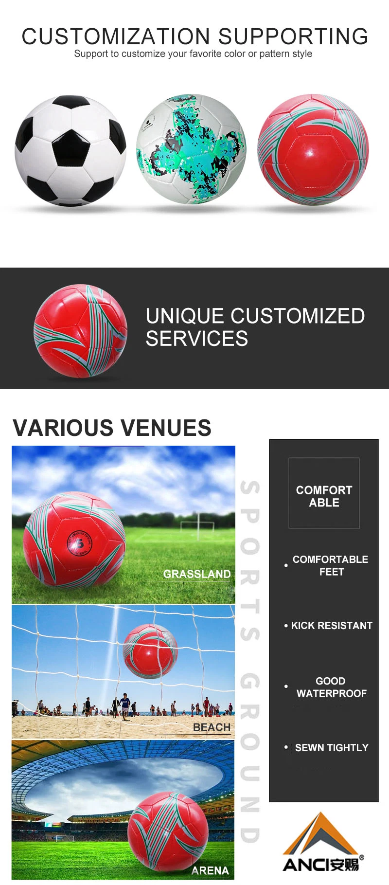 Machine Stitching Promotion Gifts Games Football PVC Size Five Soccer Ball