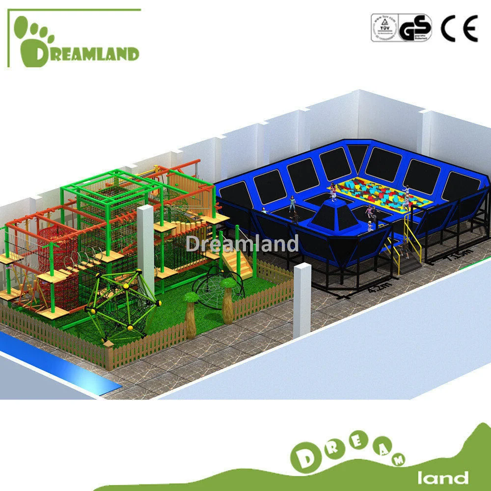 Dreamland Rectangular Indoor Trampolines with Foam Pit and Climbing Wall, Custom Design Kids Indoor Trampolines