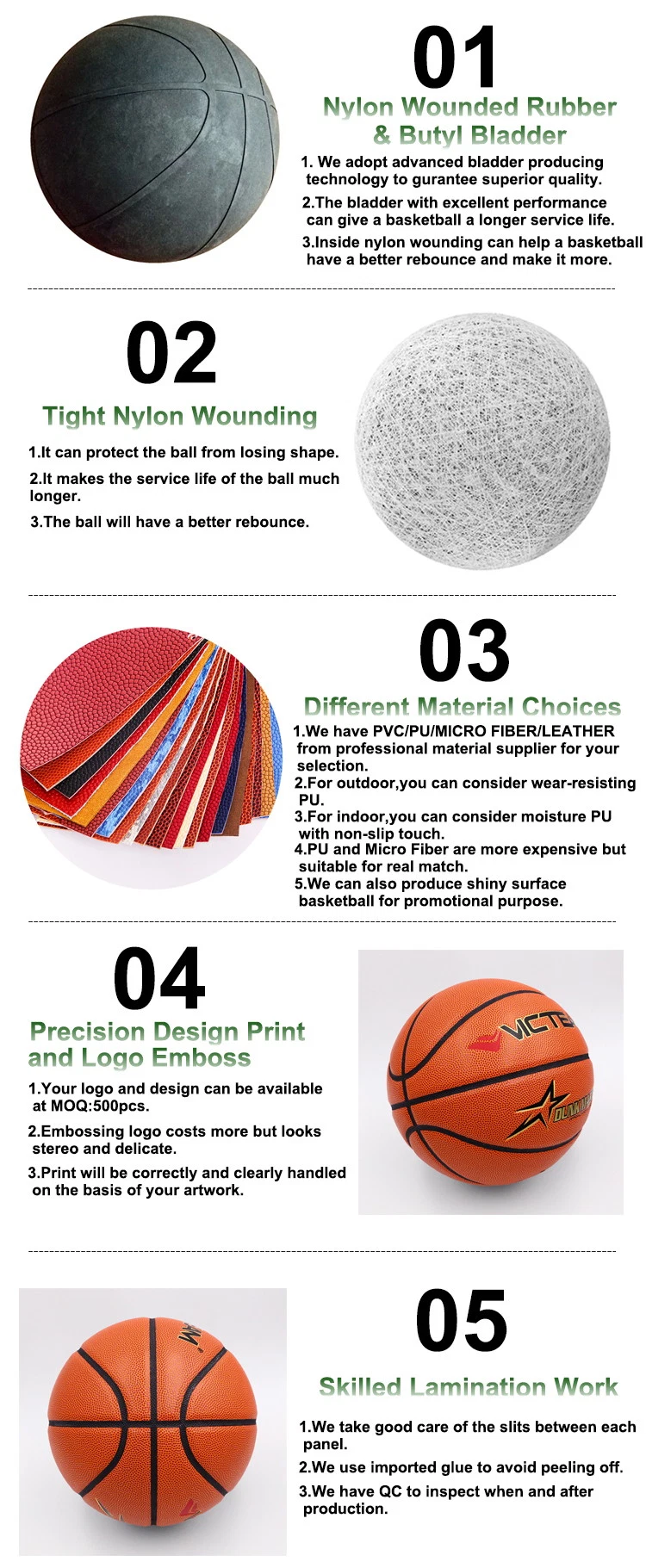 Professional Standard Size Basketballs for Match