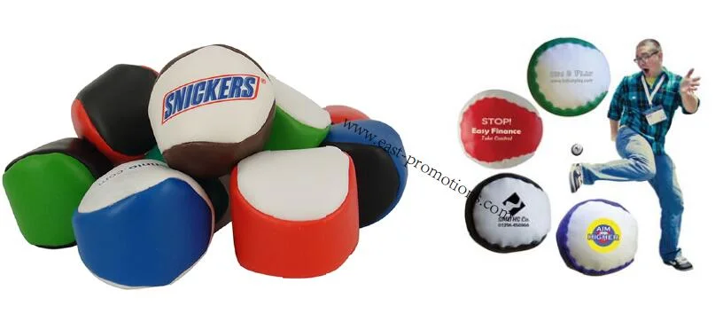 En71 4 Panels PVC Leather Hacky Sack Toy Ball with Logo Print
