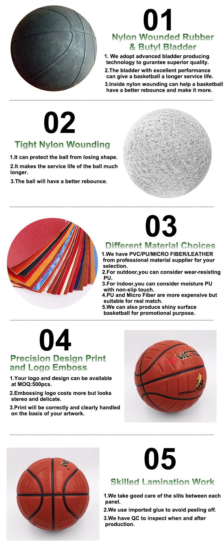 Customized PU Leather Laminated Training Basketball