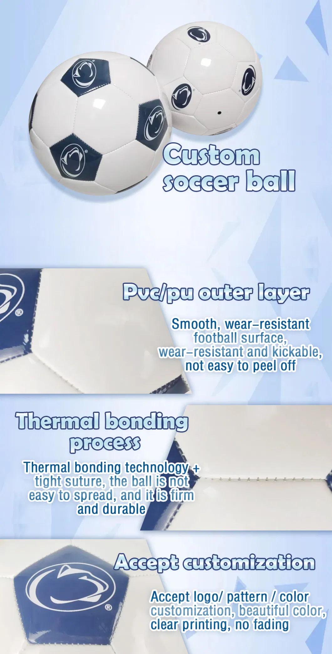 Custom Logo PVC Leather Buy Soccer Balls Online Promotional Footballs Size 5 Soccer Balls