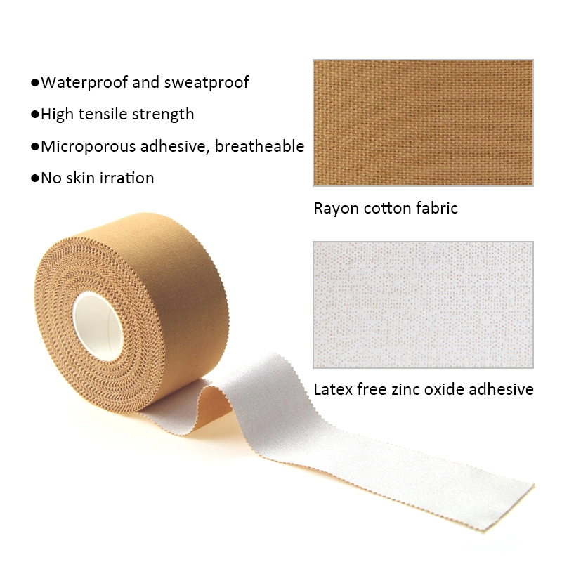 3.8cm*13.7m Hot Melt Glue White Color Hand Tear Sport Cotton Athletic Rigid Strapping Tape for Football Player&prime;s Foot Protector