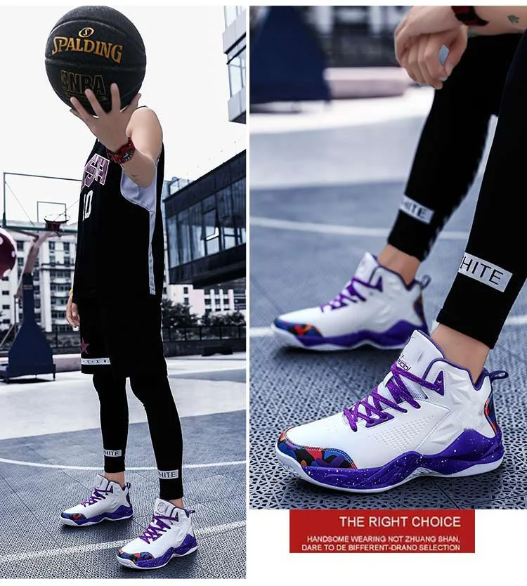 New Arrival Breathable Basketball Shoes Boys Students Friction Sound Combat Training Sport Shoes for Youth Men