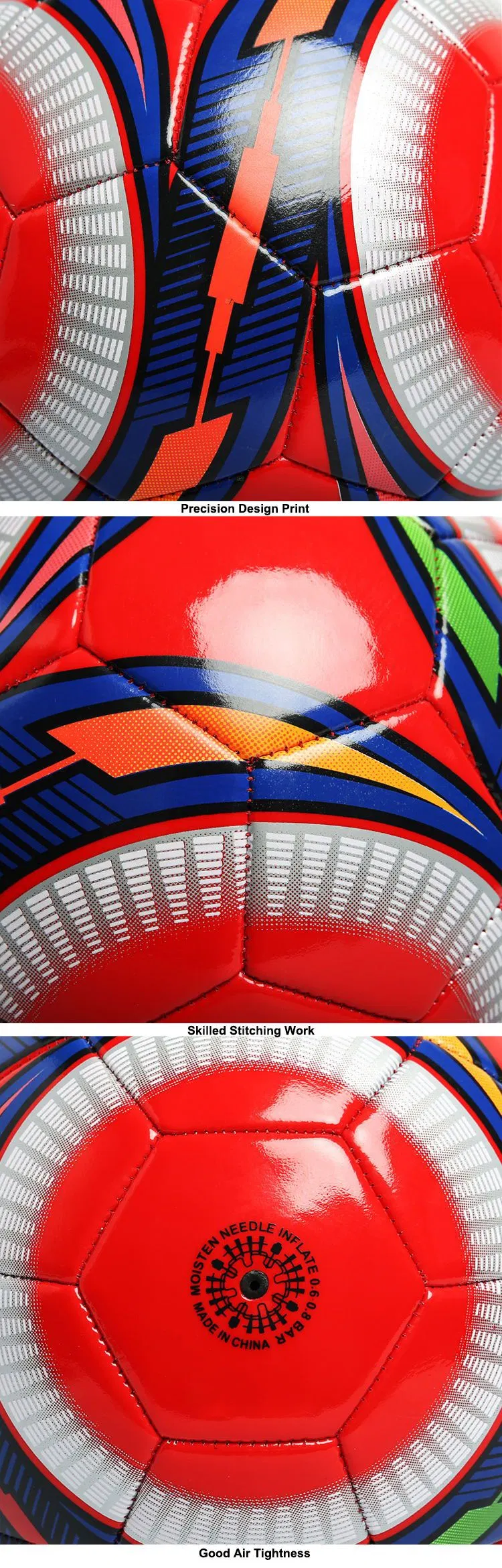 Various Size Red Durable PVC Leather Soccer Ball
