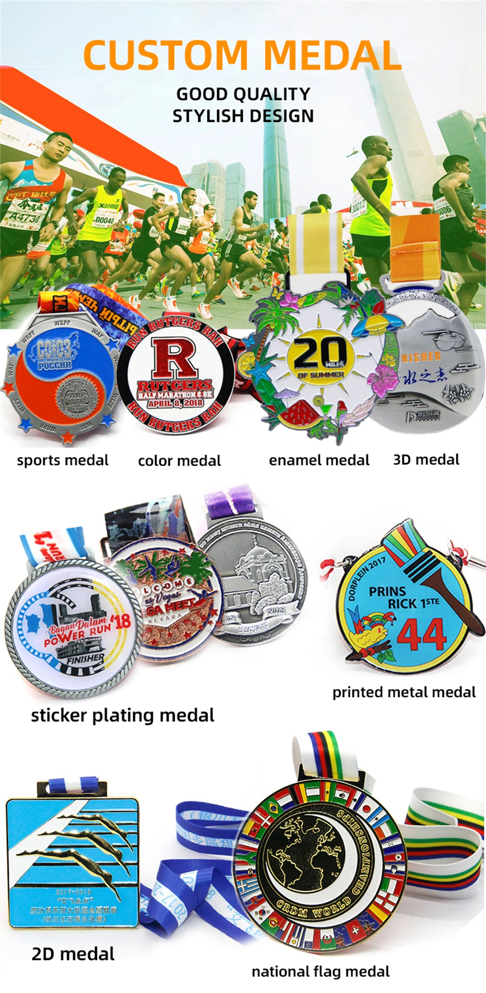 Custom PVC Rubber Rainbow Warriors Masonic Engraving Machine Miraculous Gold Medal Award Dance Packing Keys Box Arch Bronze Pins Stands Medal