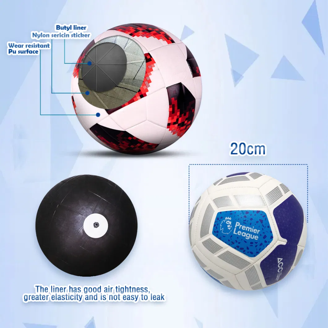 High Quality Machine Stitched Custom Logo Football Soccer Ball Size 2 3 4 5 for Training