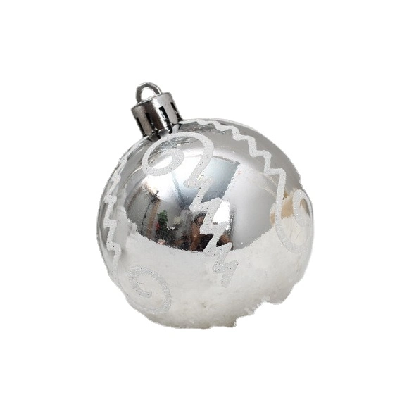 Hot Sales 8cm White and Silver PVC Boxed Christmas Ball