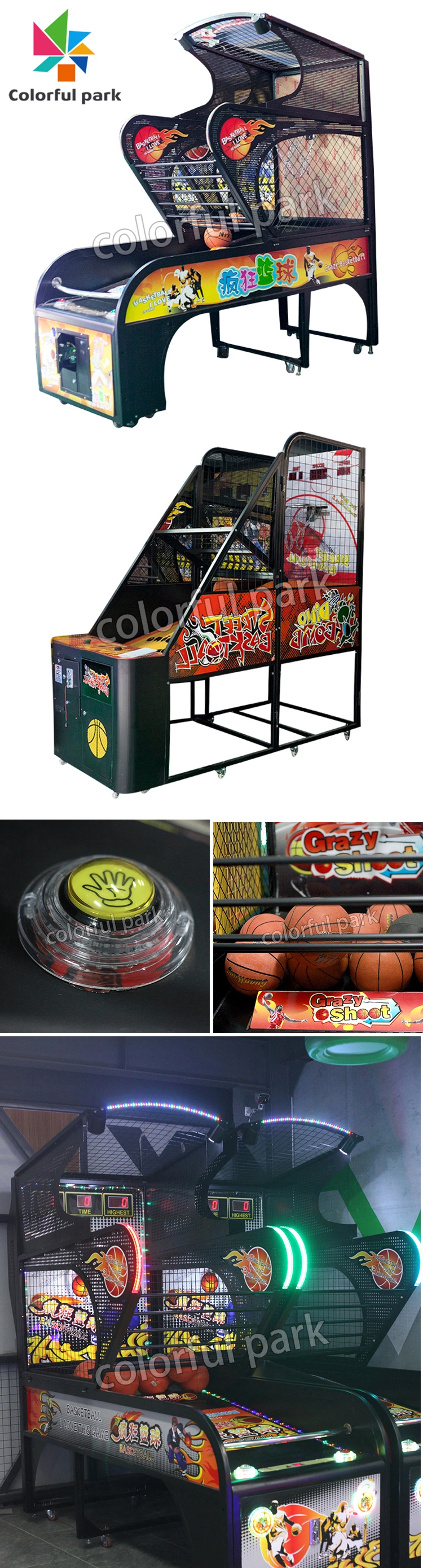 Colorful Park Skiing Game Machine Coin Operated Basketball Game Machine Arcade Game Machine