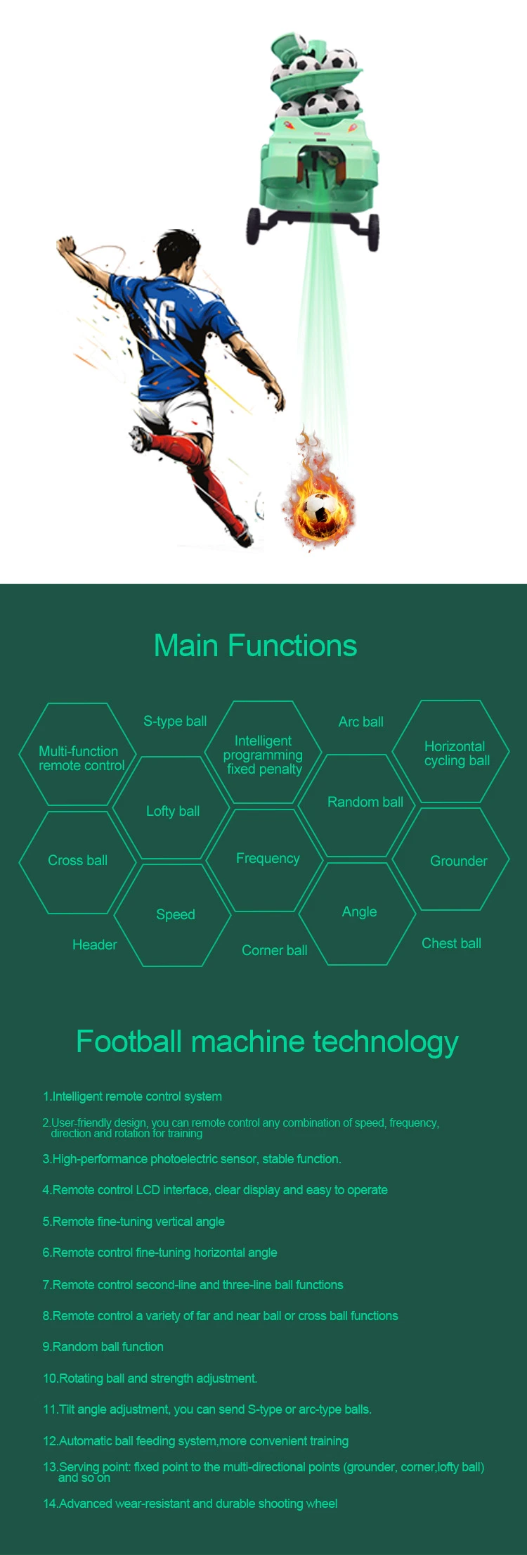 Newest Smart Intelligent Football Soccer Shooting Machine for Club School Training